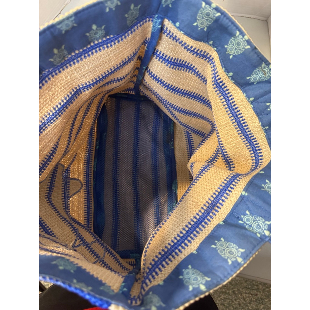 Vera Bradley Beach Bag One Size Beige and Blue Turtle - Picture 5 of 10
